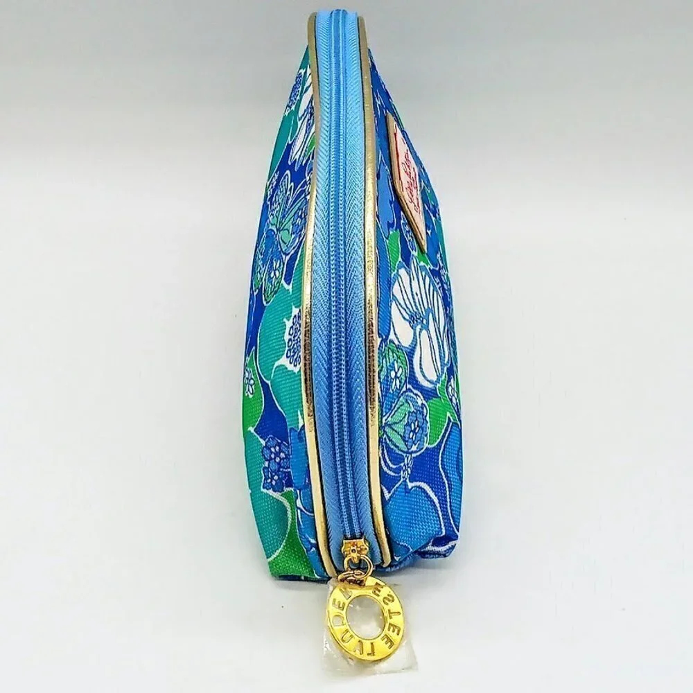Lilly Pulitzer for Estee Lauder Blue Floral Cosmetic Bag NWOT - Picture 4 of 9